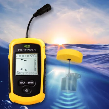 Nešiojamų Žuvų Ieškiklis Echolotai Patikimesnė Signalizacijos Rele Fishfinder 0.7-100m žvejybos aido geresnį Baterijos su anglų Ekranas