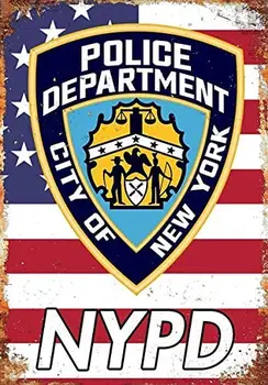 Niujorko Policijos Departamento NYPD Alavo Pasirašyti Metalo Dekoro Metalo Pasirašyti Sienos Metalo Skardos Pasirašyti 8X12 Cm