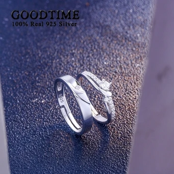Noble Žiedas Vestuvių Pora Žiedus Grynas 925 Sterlingas Sidabro Žiedai Cirkonis Juvelyriniai Dirbiniai Meilužis-Osioms Žiedai, Mada Aksesuarai