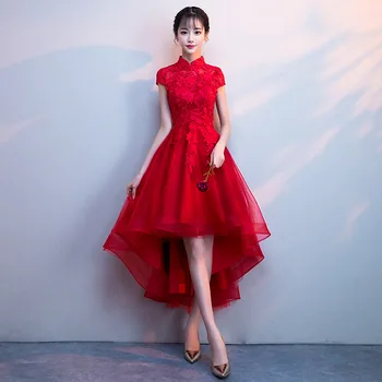 Nuotaka Taurę Suknelė 2021 M. Pavasarį Red Kinijos Vestuvių Vakaro Suknelė Moterims Tuščiaviduriai Iš Neteisėtų Šalis Suknelės Qipao Cheongsam Šiuolaikinės