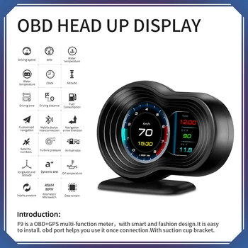 OBD2 HUD GPS Navigacija, Head Up Display Vandens temperatūra greičio viršijimo APS / min Įtampa Spidometras Auto Diagnostikos Įrankiai, Automobilių Prekės,