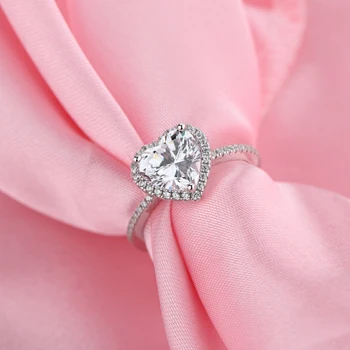 OEVAS 925 Sterlingas Sidabro Putojantis Širdies Didelis Anglies Diamond Vestuvių Žiedai Moterų Dalyvavimo Šalies Bauda Papuošalai, Dovanos