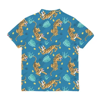 OGKB Naujas 3D Spausdinimo Kietas Tigras Lapai Mygtuką Marškinėliai vyriški Vasarą Kokybės Gyvūnų Marškiniai trumpomis Rankovėmis Hip-Hop Harajuku Viršuje Lašas Laivas