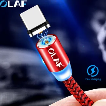 OLAF Magnetinio Pintas Kabelis LED Tipo C Micro USB magnetinio usb įkrovimo kabelis 