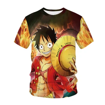 One Piece Anime T Shirt Vyrai Moterys Mados Negabaritinių marškinėliai Vaikai, Berniukas ir Mergaitė, Hip-Hop Viršūnes Tees Luffy 3d Spausdinimo Camiseta Streetwear