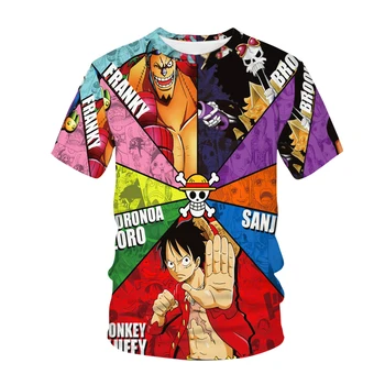 One Piece Anime T Shirt Vyrai Moterys Mados Negabaritinių marškinėliai Vaikai, Berniukas ir Mergaitė, Hip-Hop Viršūnes Tees Luffy 3d Spausdinimo Camiseta Streetwear