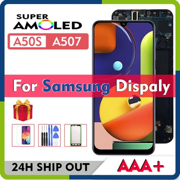 Originalus AMOLED Arba Oled Incell Samsung Galaxy A50S 2019 SM-A507F A507FN A5070 DS LCD Ekranas Jutiklinis Ekranas skaitmeninis keitiklis Asamblėja