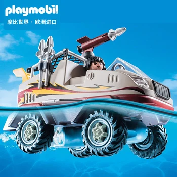 Originalus Playmobil Blokai Amfibijas Transporto Priemonės Modelį, Nustatyti Policijos Automobilį Blokai Švietimo Scena Bloko Boy Toy 9364