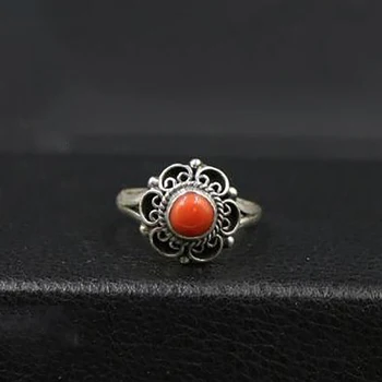 Originalus rankų darbo natūralus raudonasis turmalinas kūrybos atidarymo reguliuojamas žiedo retro šviesos prabangių tauriųjų žavesio lady sidabro papuošalai
