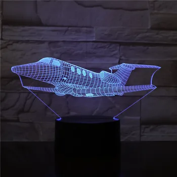 Oro Plokštumos Jet 3D LED Nakties Šviesa 16 Spalvų Keitimas Lempos Orlaivių Helovinas Šviesos Akrilo Iliuzija, Stalo Lempos, Vaikų Dovanų
