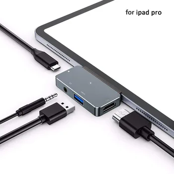 OUTMIX USB Tipo C Hub Adapteris su USB-C PD Įkrovimas USB 3.0 & 3,5 mm Ausinių Lizdas HDMI-suderinamas su 