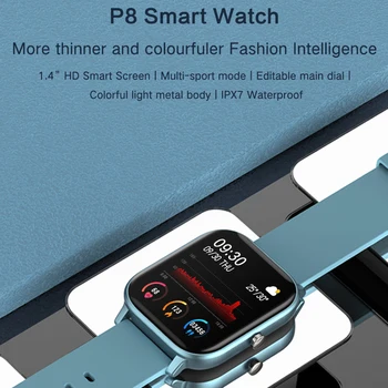 P8 Smart Žiūrėti 1.4-colių Full Touch Fitness Tracker Širdies ritmo Monitoringo Sporto Laikrodžių Vyrams Ir Moterims Palaiko 28 Kalbomis