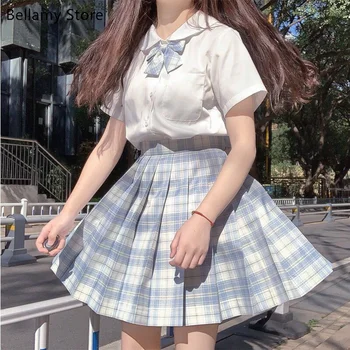 Padaryta už jus Japonijos JK pledas sijonas studentų vienodas sailor tiktų plisuotos sijonas