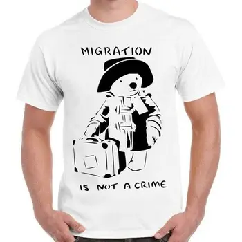 Paddington Bear Migracija Yra Ne Nusikaltimas Derliaus Kietas Dovana Retro Marškinėliai 2384