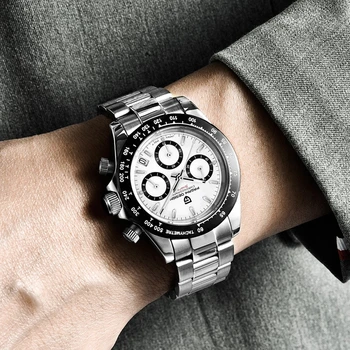 PAGANI DIZAINO 40mm Vyrų Laikrodis Safyro Stiklas Laikrodžio Nerūdijančio Plieno, atsparus Vandeniui 100M Chronograph Mados Prabangių Kvarciniai Laikrodžiai