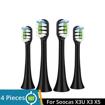 Pakeitimo Teptuku Vadovai SOOCAS X3 X5 V1 X3U Soft Bristle 4 Gabalus Elektros dantų šepetėlį 