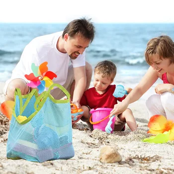 Paplūdimio Tinklinio Maišo Pelninga Paplūdimio Krepšiai, Vaikų Žaislai, Drabužiai, Rankšluosčių Talpykla Vaikams Lauko Žaidimo Įvairenybės Paplūdimio Krepšys