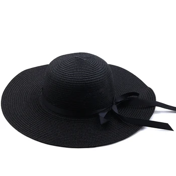 Paprasta Vasaros šiaudų skrybėlę moterys didelis, platus kraštų paplūdimio skrybėlę nuo saulės skrybėlę, sulankstomas visiškai nepraleidžia saulės spindulių UV apsauga panamos skrybėlė kaulų chapeu feminino