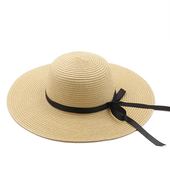 Paprasta Vasaros šiaudų skrybėlę moterys didelis, platus kraštų paplūdimio skrybėlę nuo saulės skrybėlę, sulankstomas visiškai nepraleidžia saulės spindulių UV apsauga panamos skrybėlė kaulų chapeu feminino