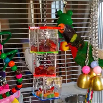 Papūga Paukščių Šėrimo Žaislas Nuobodulio Buster Pašariniai Lauke Kabinti Gydyti Maitinimosi Žaislai Akrilo Maisto Lesyklėlę Paukščiams Prekių C42