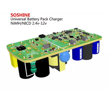 Paquete de baterías LED Soshine Li-ion NiMH NiCd paquetes de baterías (2,4 V-12 V) cargador Max 1A salida ES MUMS Plug