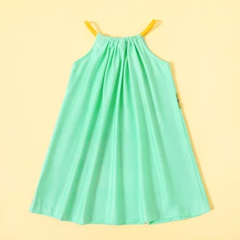 PatPat 2021 Naujas 2-dalių Vaikiška Mergaitė Saulėgrąžų Dryžuota Suknelė 2-6Y Vaikai Mergina sleevesess Suknelė Clother