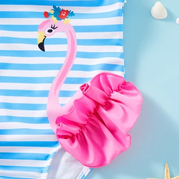 PatPat Bamblys Mergina Vienas Gabalas flamingo Juostele maudymosi kostiumėlį