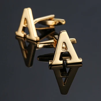 Pavadinimas aukso raidė rankogalių segtukai visiškai naujas aukštos kokybės prekės laišką aukso rankogalių segtukai ženklelis vyriški marškiniai, vestuvių dekoravimas, dovanos