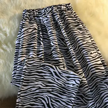 Pavasarį ir vasarą kelnės moterų kepti Gatvės zebra modelio aukšto juosmens lašas pločio kojų kelnės slim tiesia koja pants[Pristatymas