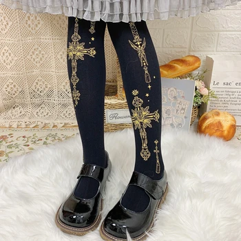Pavasarį ir vasarą lolita įdegio spausdinti batai aksomo, šilko kojinės antrasis elementas-minkštas girl loli šilko kojinės