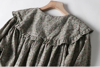 Pavasarį naują Japonijos stiliaus Susiėmę Gėlių top marškinėliai moterims ilgomis rankovėmis megztinis Viršuje laisvalaikio drabužiai NWM