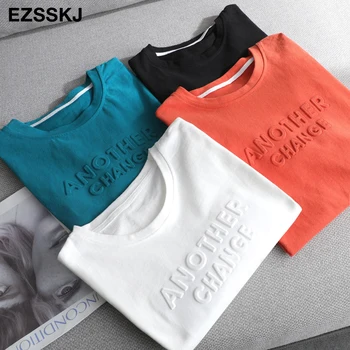 Pavasarį, vasarą, Moterų pagrindinius 3D Raidė T-shirt Atsitiktinis Palaidų trumpas rankovės apačioje saldainiai spalvos medvilniniai marškinėliai Moteriška Storio Stalviršiai