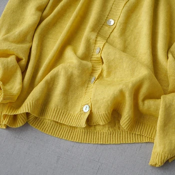 Pavasarį, Vasarą Naujų Moterys Visų rungtynių Prarasti Japonų Stiliaus Mori Mergaičių Megzti Patogiai Saulės Plono Mezgimo Lino susagstomi megztiniai