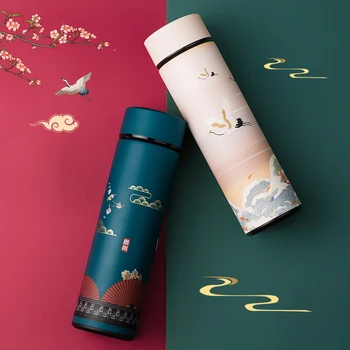 Pažangi Termosas Kavos, Butelio Kinų Klasikinio Stiliaus LED Jutiklinis Ekranas Nerūdijančio Plieno Terminis Puodelis Arbatos Puodelis Vandens Butelių