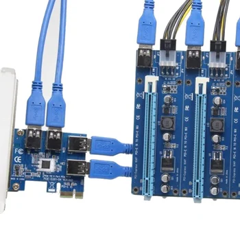 PCI-E PCI-E Adapterį, 1 Posūkis 4 PCI-Express Lizdas 1x iki 16x USB 3.0 Kasybos Specialios Riser Card PCIe Konverteris BTC Miner Kasyba