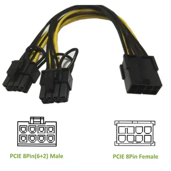 PCI-E PCIE 8P Moteris 2 Prievadai Dual 8pin 6P + 2P Vyrų GPU Grafikos Plokštę, Maitinimo Video Splitter ilgiklis 18AWG Laidas