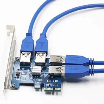 PCIe 1 iki 4 PCI-express 16X lizdai Riser Card PCI-E 1X Išorės 4 PCI-e, USB 3.0 Adapteris Daugiklis Kortelę Bitcoin Miner