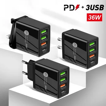 PD36W+QC3.0 2.4 Dual USB Greitai Įkrauti Mobiliojo Telefono Įkroviklis Multi-port USB su PD Įkrovimo Galvos Kelionės Įkroviklis