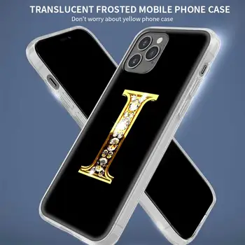 Permatomas Dangtelis Apple iPhone 7 11 12 Pro X XR XS Max 6 6S 8 Plius 5 5S Matinis Minkštas Telefono dėklas Mados Aukso Raidė