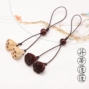 Persikų medienos lotus telefono pakabukas santalas mobiliojo telefono grandinės Kinų stiliaus klavišą virvelę U disko mobiliojo telefono virvelės mielas virvelės
