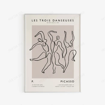 Picasso Parodos Plakatas - Trys Šokėjai - Versija Spausdinimui Skaitmeninį Atsisiuntimą - Vidurio Amžiaus Dailininkai