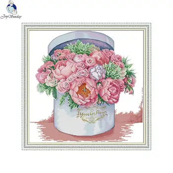 Pink gėlių puokštė modelis kryželiu Aida 14CT 11CT skaičius drobė spausdinimo siuvinėjimo rinkinys rankdarbiams, namų dekoravimas, tapyba
