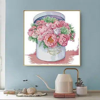 Pink gėlių puokštė modelis kryželiu Aida 14CT 11CT skaičius drobė spausdinimo siuvinėjimo rinkinys rankdarbiams, namų dekoravimas, tapyba