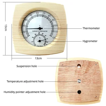 Pirties Termometras su Drėgmėmačiu Hygrothermograph Drėgmės Matavimo Mediniai 1pc už garo Kambarys