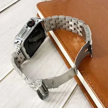 Plieno Žiūrėti Juostose, Diržu, Apple Watch Band 6 SE 44mm 40mm Bakas Stiliaus Nerūdijančio Plieno Metalo Dirželiai IWatch 6 5 4 38mm 40mm