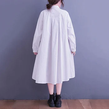 Plius Dydžio Netaisyklingos Marškinėliai Suknelė Moterims Ilgomis Rankovėmis Derliaus Spliced Mados Atsitiktinis Palaidų Elegantiška Suknelė Drabužių Pavasario Rudens 2021