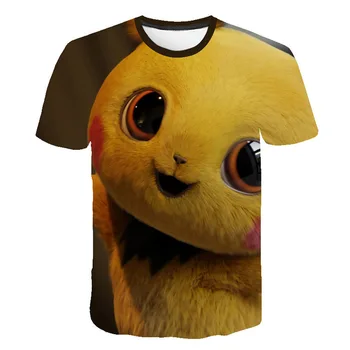 Pokemon Serijos Atspausdintas T-Shirt 3D Berniukas Mergaitė Drabužius Laukinių Veido Atsitiktinis O-Kaklo Vasaros trumpomis Rankovėmis Cosplay Juokinga T-Shirt Pokemon viršų