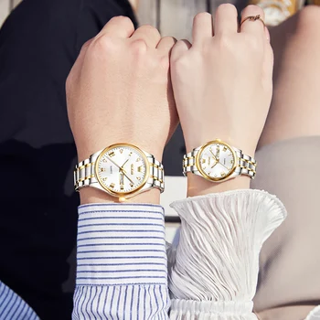 Pora kvarcinis laikrodis nerūdijančio plieno watchband su kalendoriniais vandeniui šviesos rankas vyrams ir moterims laikrodis mylėtojas žiūrėti