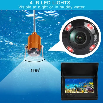 Povandeninės Žūklės Priemonės 4.3 Colio LCD Ekranas Žvejybos Kamera 30M 195° Plataus kampo, Infraraudonųjų spindulių Echo Žuvų Ieškiklis Gylis Tvirtesnį