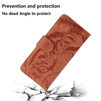 Prabanga 3D Tigras Flip Case For Samsung Galaxy Note 20 10 Plius Note20 Ultra Lite Odos Kortelės Lizdas Stovėti Piniginės Padengti Coque